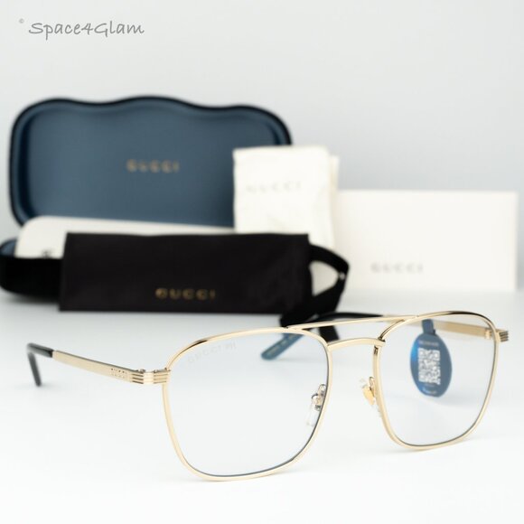 Gucci Men Sunglasses Gold Transparent Photochromic Pilot GG1881S 005 BRAND NEW